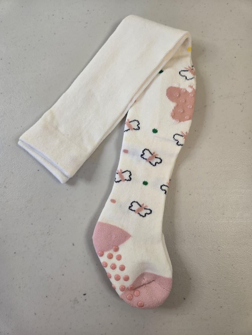 NWoT Baby Crawling Tights Knee Pads Grip Soles Butterfly Print Size 9-12 Months
